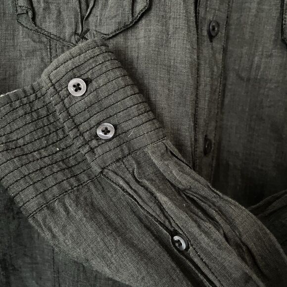 Sovereign Code Shirt Size XL Dark Gray Button Up Long Roll Tab Sleeves Western - Picture 5 of 15